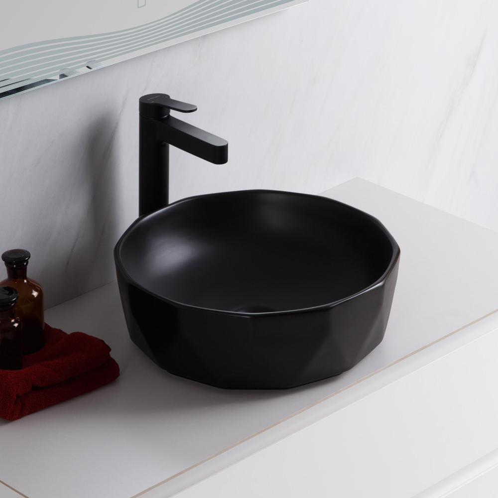 Накладная раковина BelBagno BB1409H301 41  см черная глянцевая в 100Kran: Широкий выбор и доступные цены.