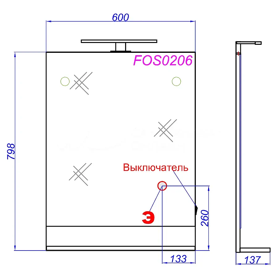 Зеркало с подсветкой AQWELLA Foster 60 см FOS0206DS дуб сонома 100Kran: Широкий выбор и доступные цены.