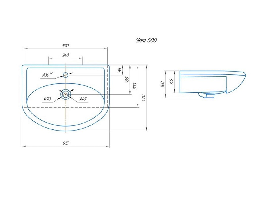 Раковина мебельная Rosa Уют 60 см 440 белая в 100Kran: Широкий выбор и доступные цены.