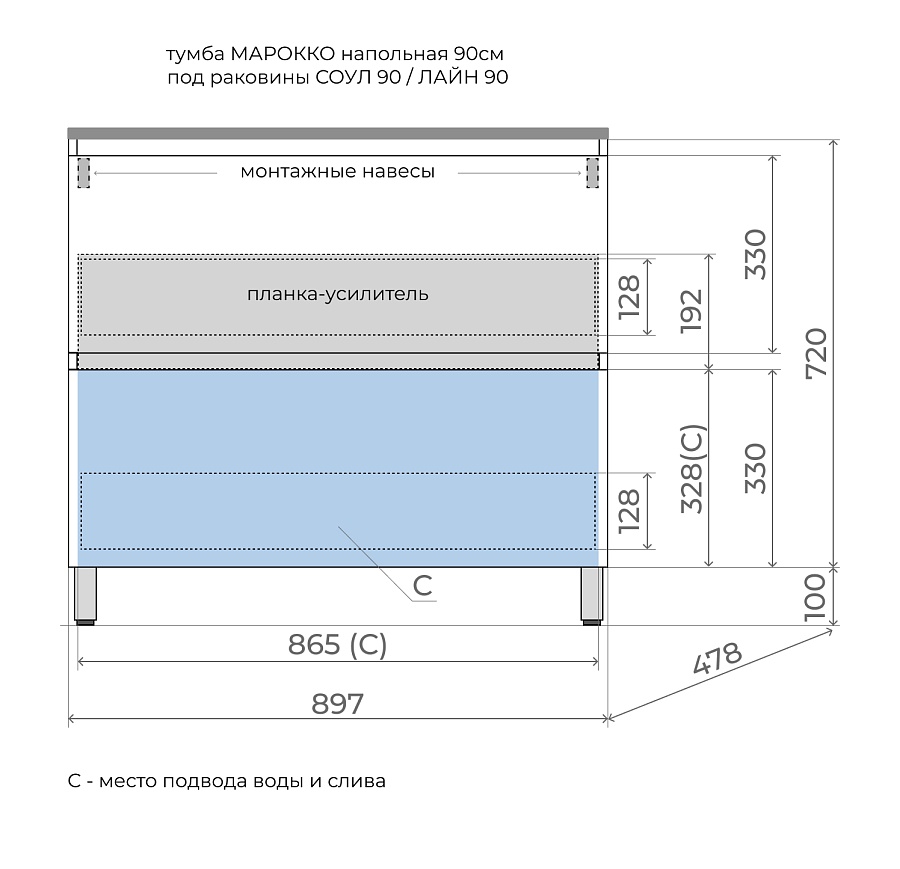Раковина мебельная Style line LINE 90 см СС-00002502 антрацит в 100Kran: Широкий выбор и доступные цены.