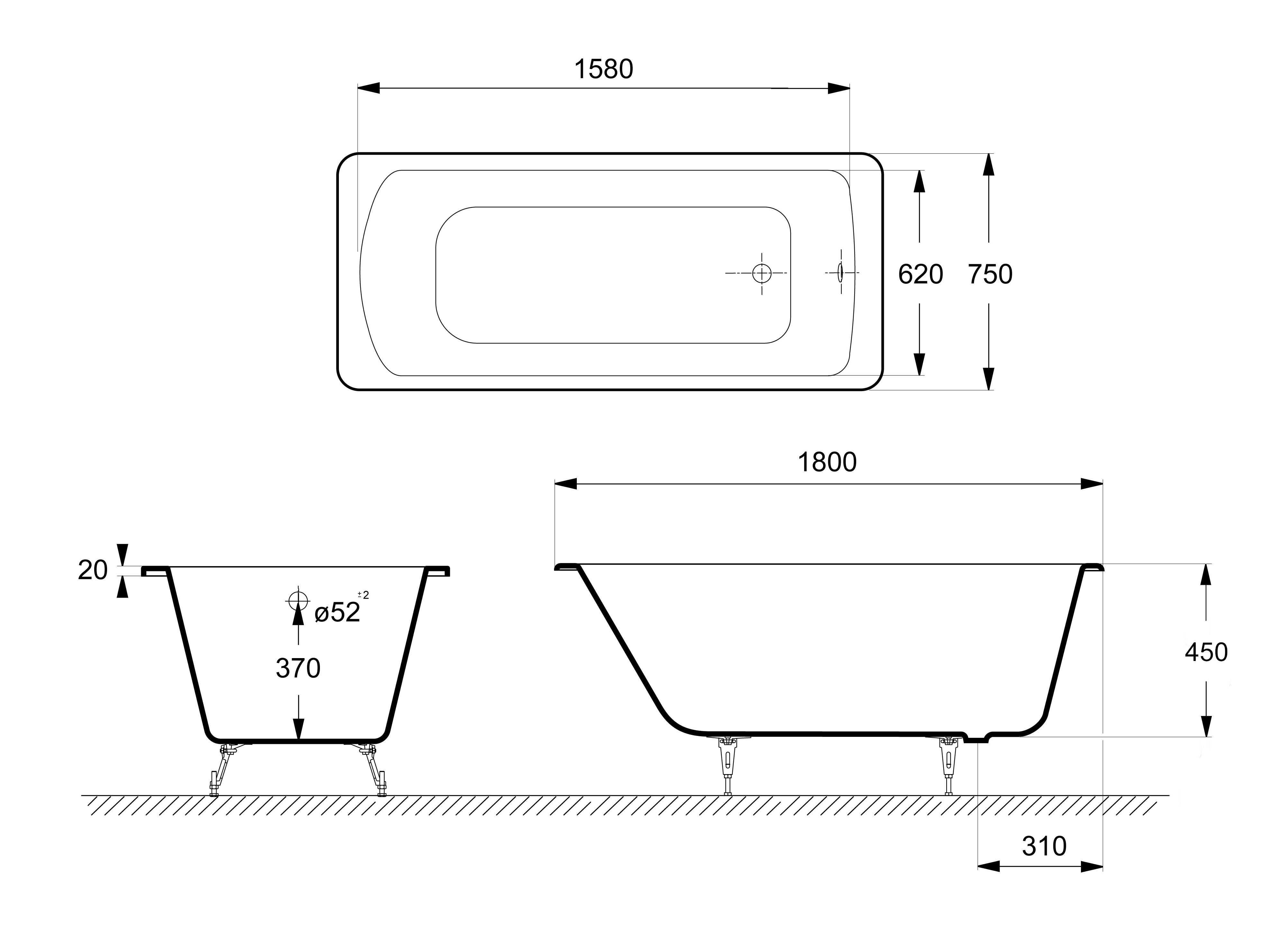 Чугунная ванна Delice Prestige 180x75 DLR23601-AS с антискользящим покрытием в 100Kran: Широкий выбор и доступные цены.