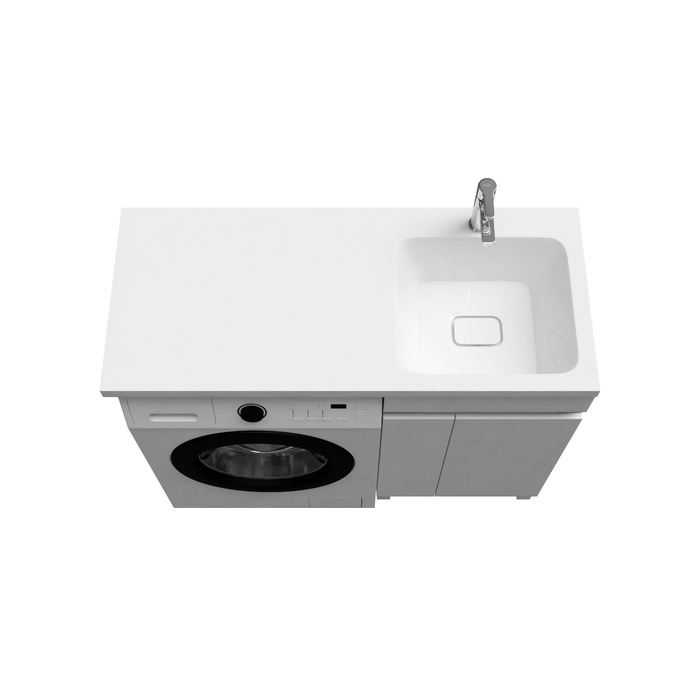 Тумба с раковиной напольная для стиральной машины 110 см правая Optima Home OPH11RDi95K белая  в 100Kran: Широкий выбор и доступные цены.