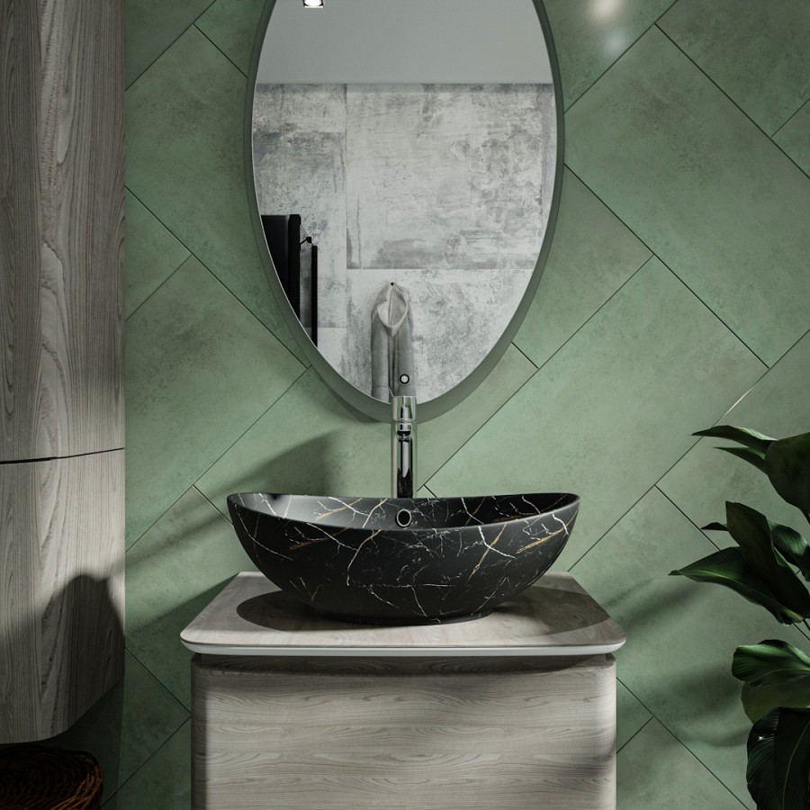 Раковина накладная Maretti Eleganza EN13NS48-560MR 59 см черная мраморная в 100Kran: Широкий выбор и доступные цены.
