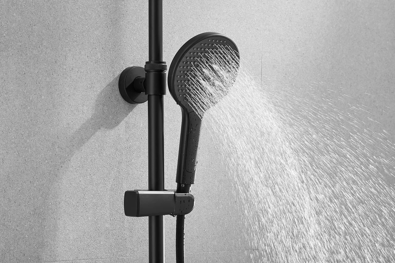 Душевая система с термостатом Rose R3996H черный в 100Kran: Широкий выбор и доступные цены.