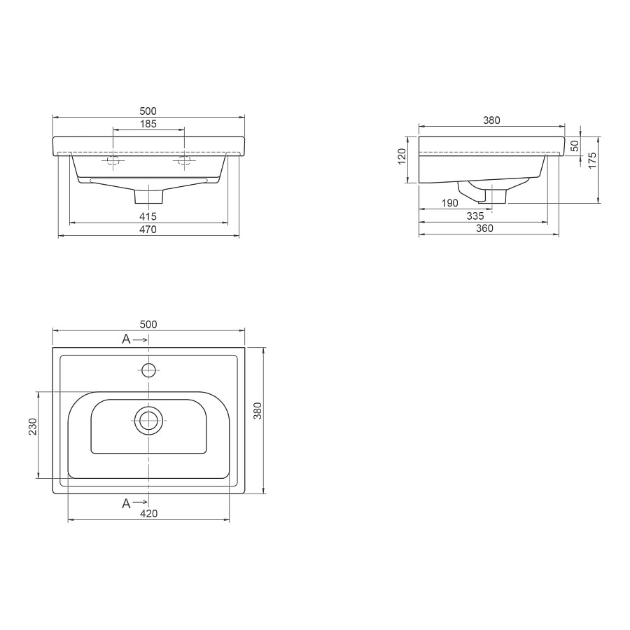 Раковина мебельная CeraStyle Frame 50 см 030900-u белая в 100Kran: Широкий выбор и доступные цены.