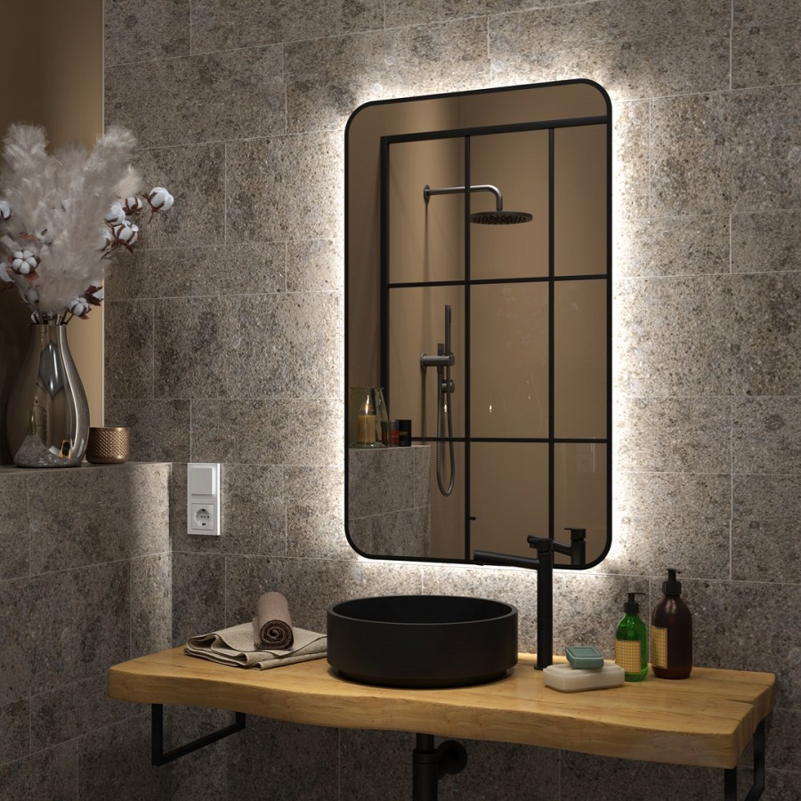 Зеркало с подсветкой Maretti Florenza FL1460100P14EL 60x100 см черный 100Kran: Широкий выбор и доступные цены.