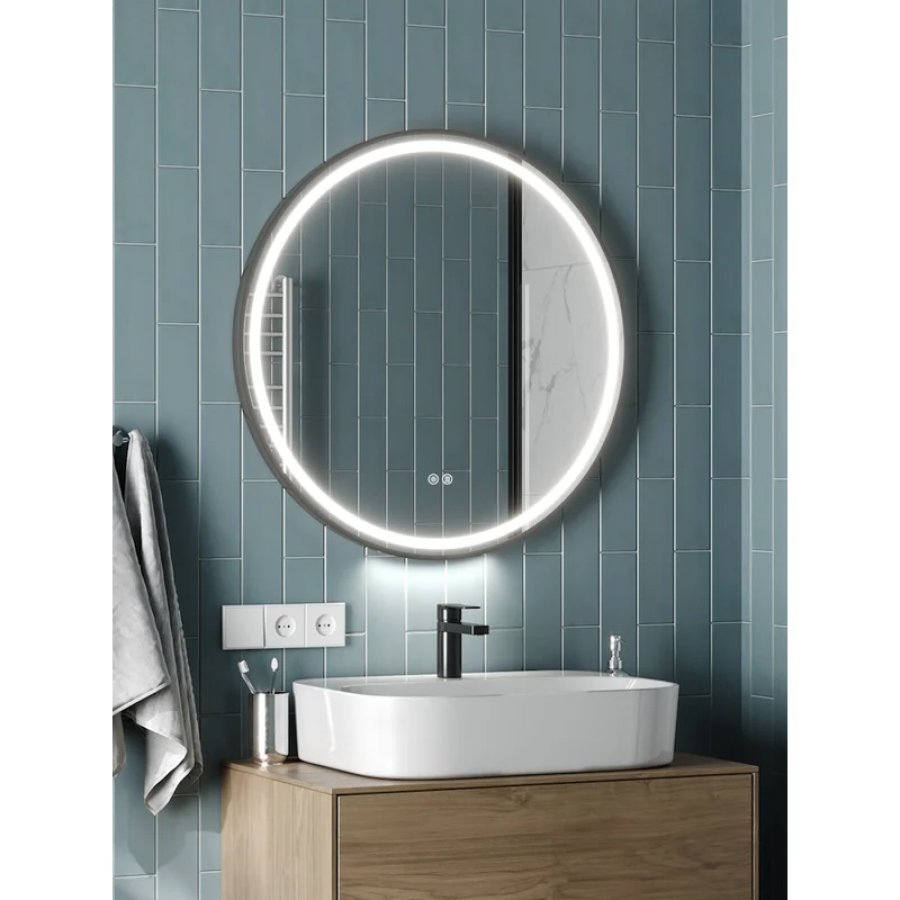 Зеркало с подсветкой Maretti Elena EA1480R03EL D80 см черный 100Kran: Широкий выбор и доступные цены.