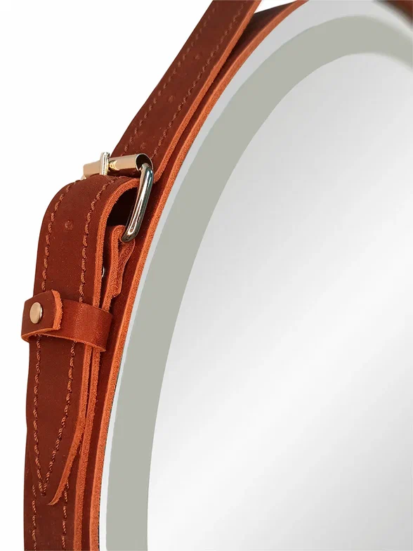 Зеркало с подсветкой "Millenium Brown Led" D 500 на ремне из натуральной кожи коричневого цвета 100Kran: Широкий выбор и доступные цены.
