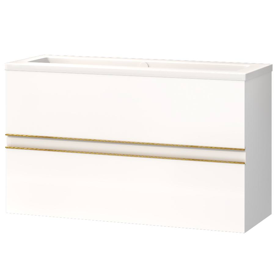 Тумба подвесная с раковиной Maxonor Pure Life SALON Sentimiento 98 см PL-MC02-98-WH белый глянец с золотой отделкой в 100Kran: Широкий выбор и доступные цены.