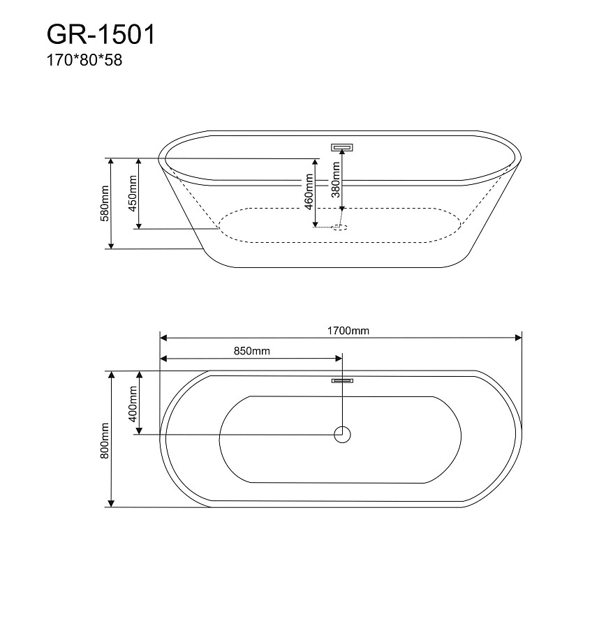 Ванна отдельностоящая Grossman Forta GR-1502 180х80х58 см белый в 100Kran: Широкий выбор и доступные цены.