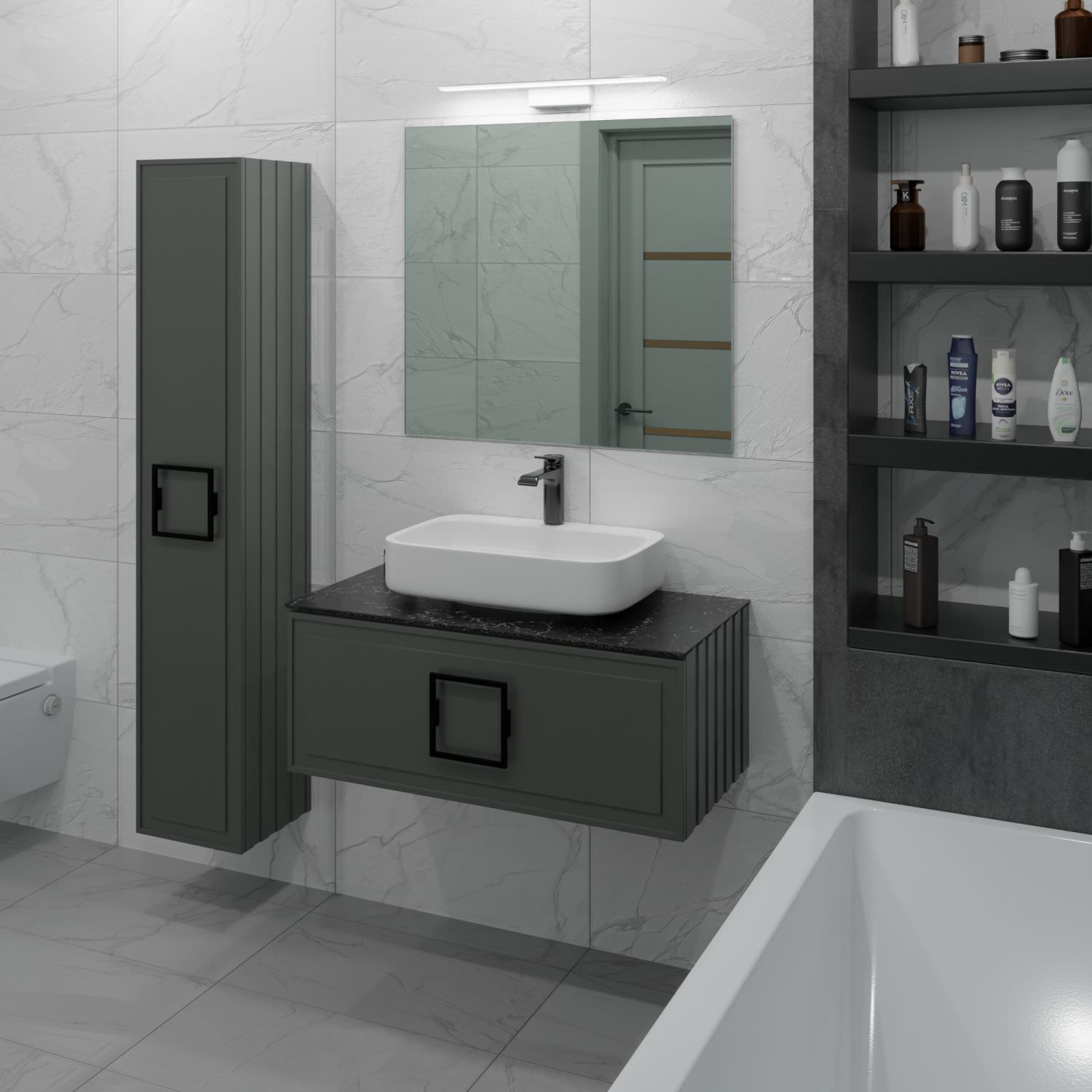 Пенал подвесной LA Fenice Cubo Grigio 30 серо-зелёный в 100Kran: Широкий выбор и доступные цены.