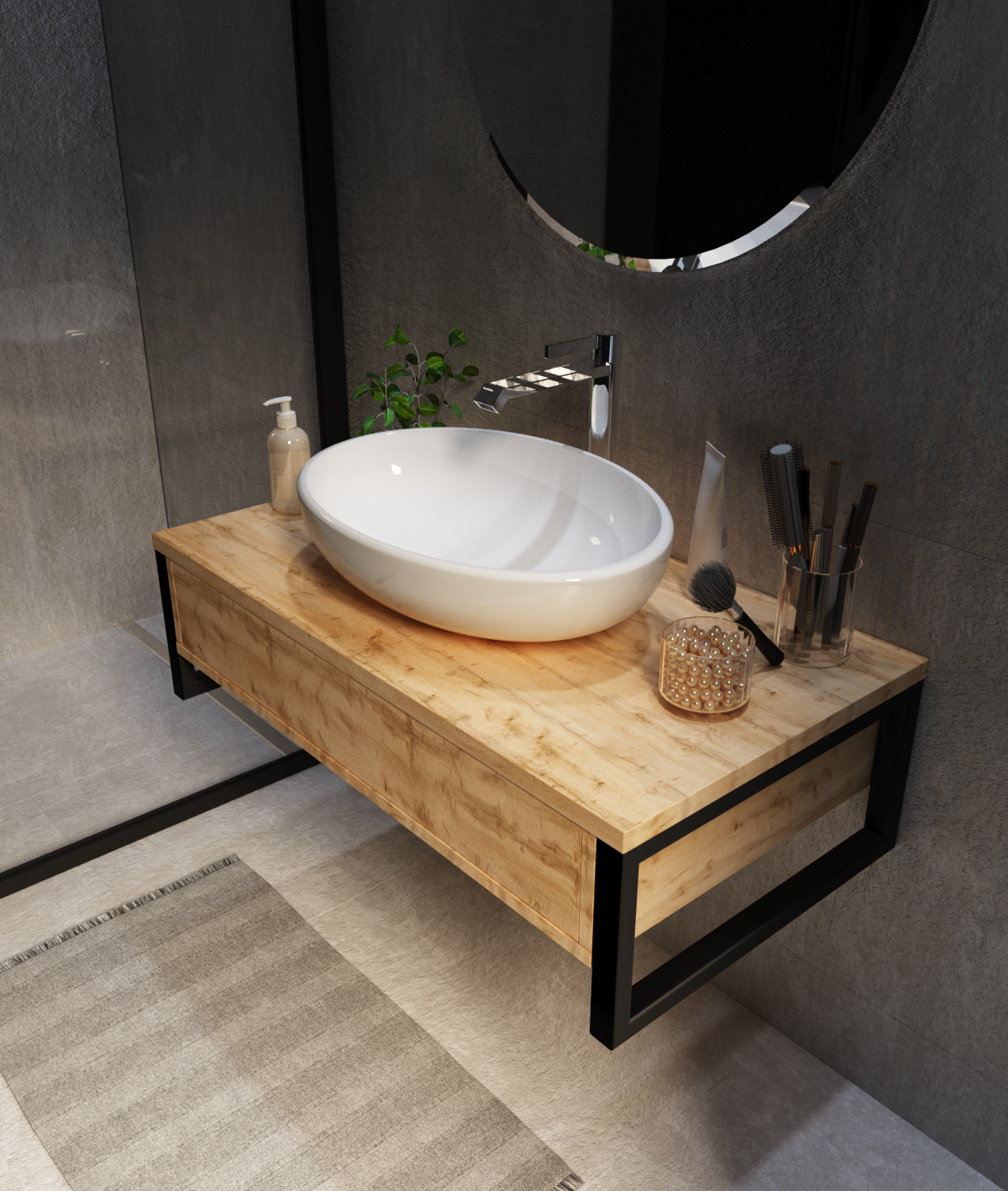 Тумба под раковину подвесная 1Marka GRUNGE LOFT 70П 1в.я дуб вотан Ц0000015940 в 100Kran: Широкий выбор и доступные цены.