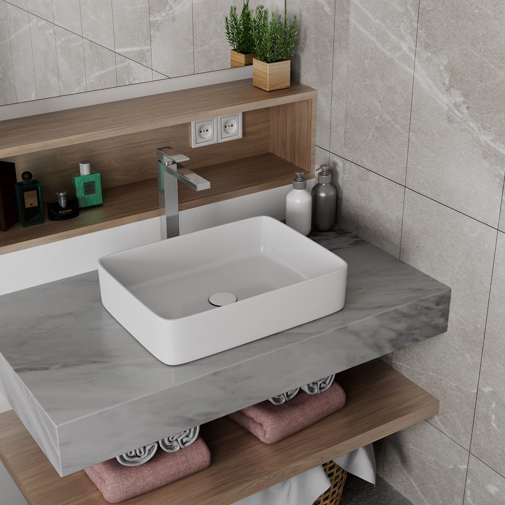 Раковина накладная D&K Berlin 47,5 см DT1430216 белая в 100Kran: Широкий выбор и доступные цены.