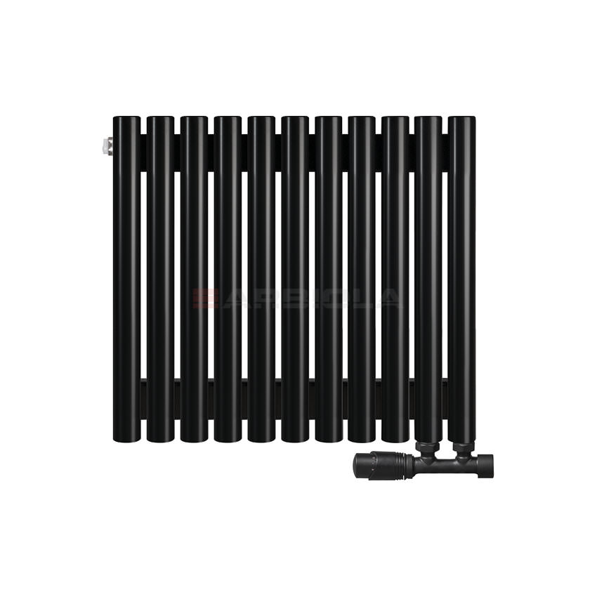Вертикальный радиатор с нижним подключением Arbiola Iris V 108400 54,2 х 50 см черный матовый ral 9005 от интернет-магазина сантехники 100Kran!