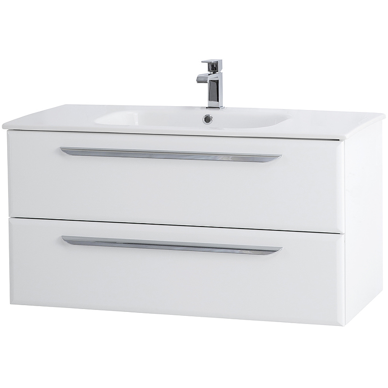 Тумба с раковиной подвесная CEZARES 80 см ECO-CER-800-2C-SO-BL Bianco Lucido в 100Kran: Широкий выбор и доступные цены.