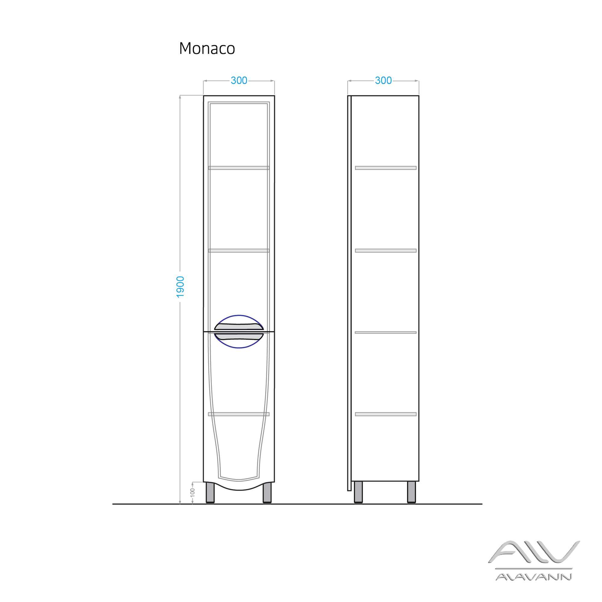 Шкаф-пенал напольный Alavann Monaco 30x30x190 см белый в 100Kran: Широкий выбор и доступные цены.
