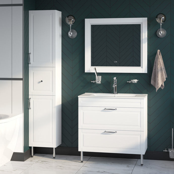 Тумба с раковиной напольная 80 см Oxford IDDIS OXF80W0i95K белая в 100Kran: Широкий выбор и доступные цены.