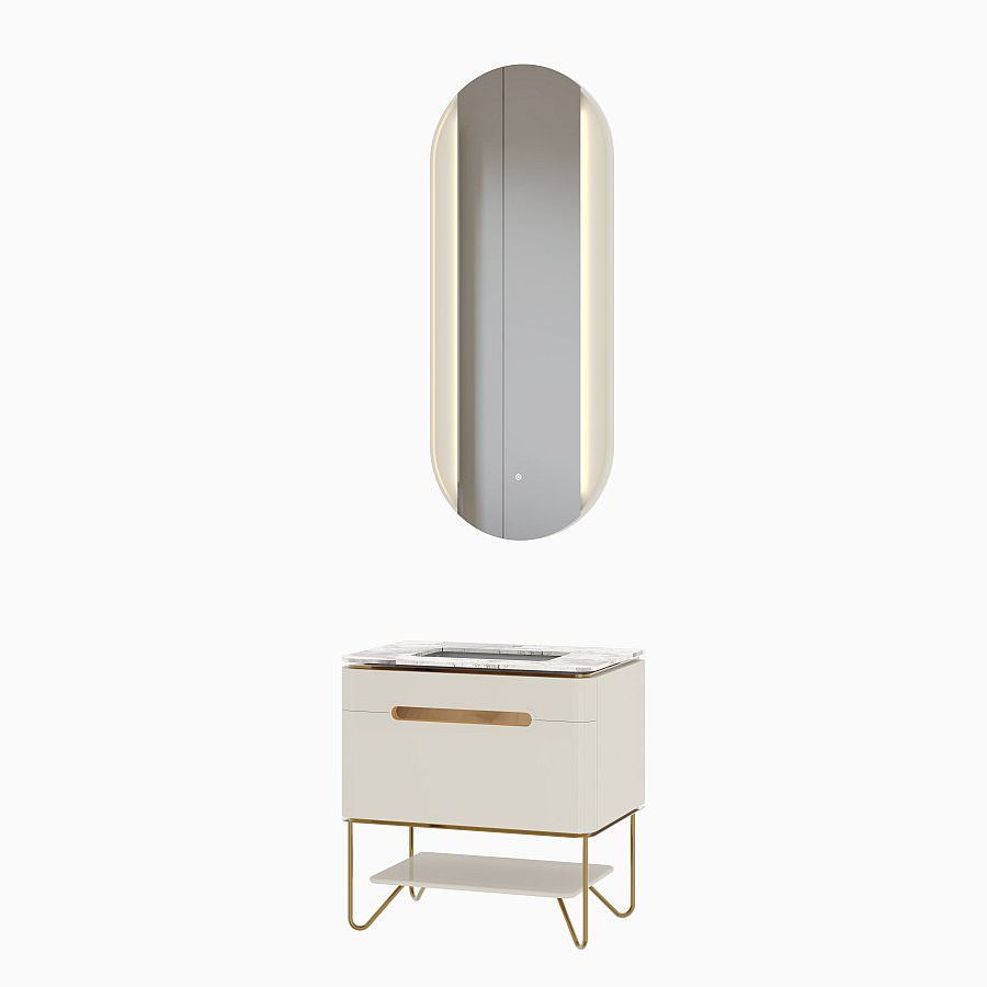 Тумба напольная с раковиной Maxonor Pure Life SALON PEARL 80 см PL-MC04-80-GY слоновая кость с матовым золотом в 100Kran: Широкий выбор и доступные цены.