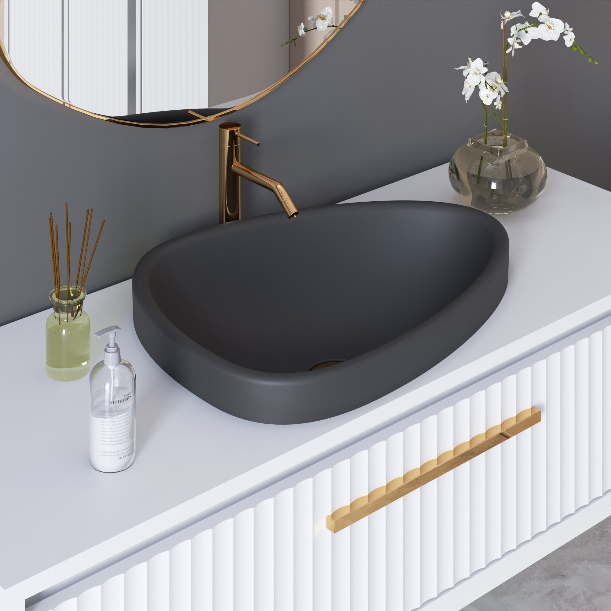 Раковина накладная Ambassador Kingston 146T20202 585*445 черная  матовая в 100Kran: Широкий выбор и доступные цены.