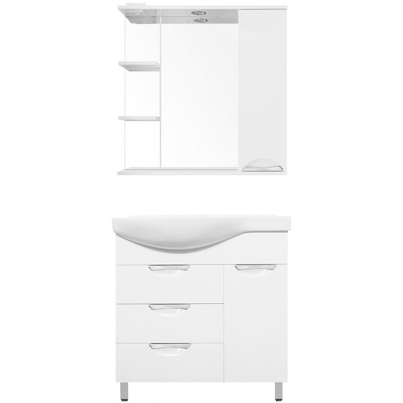 Тумба с раковиной Style Line Жасмин 82 R ЛС-00000527 с бельевой корзиной Белая в 100Kran: Широкий выбор и доступные цены.