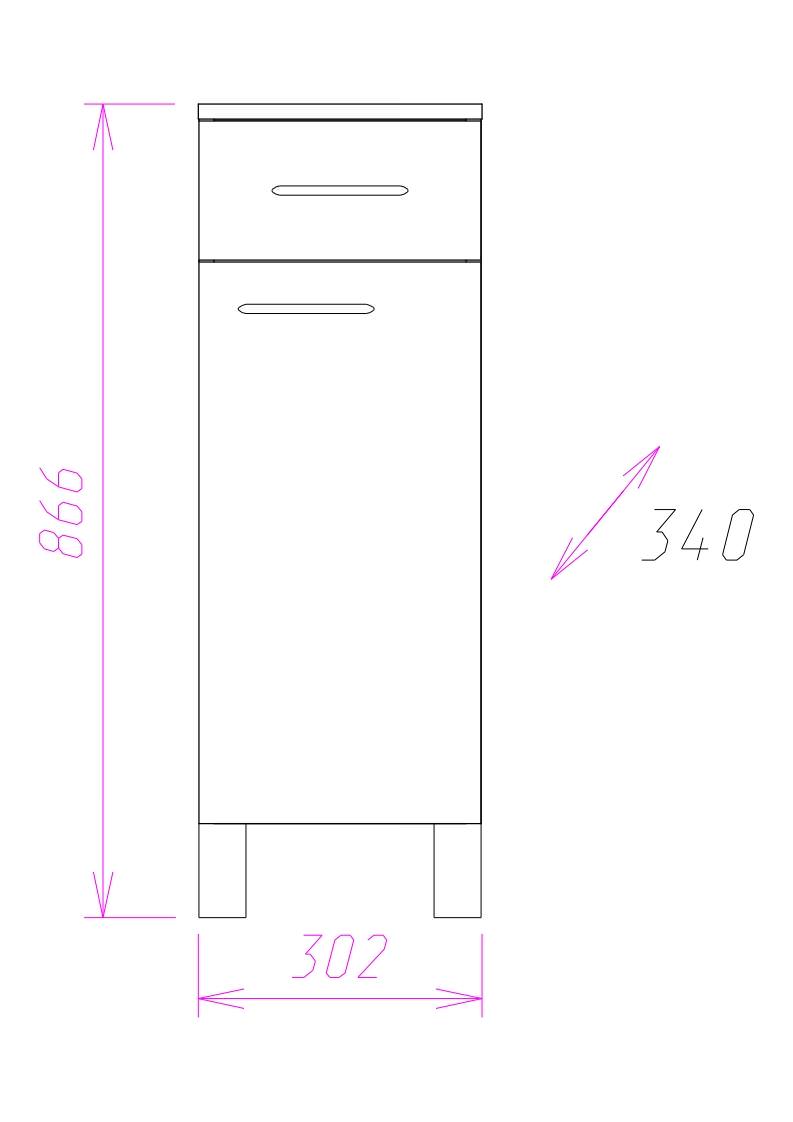 Тумба напольная Onika 30,2 см Каприз 403002 белый в 100Kran: Широкий выбор и доступные цены.