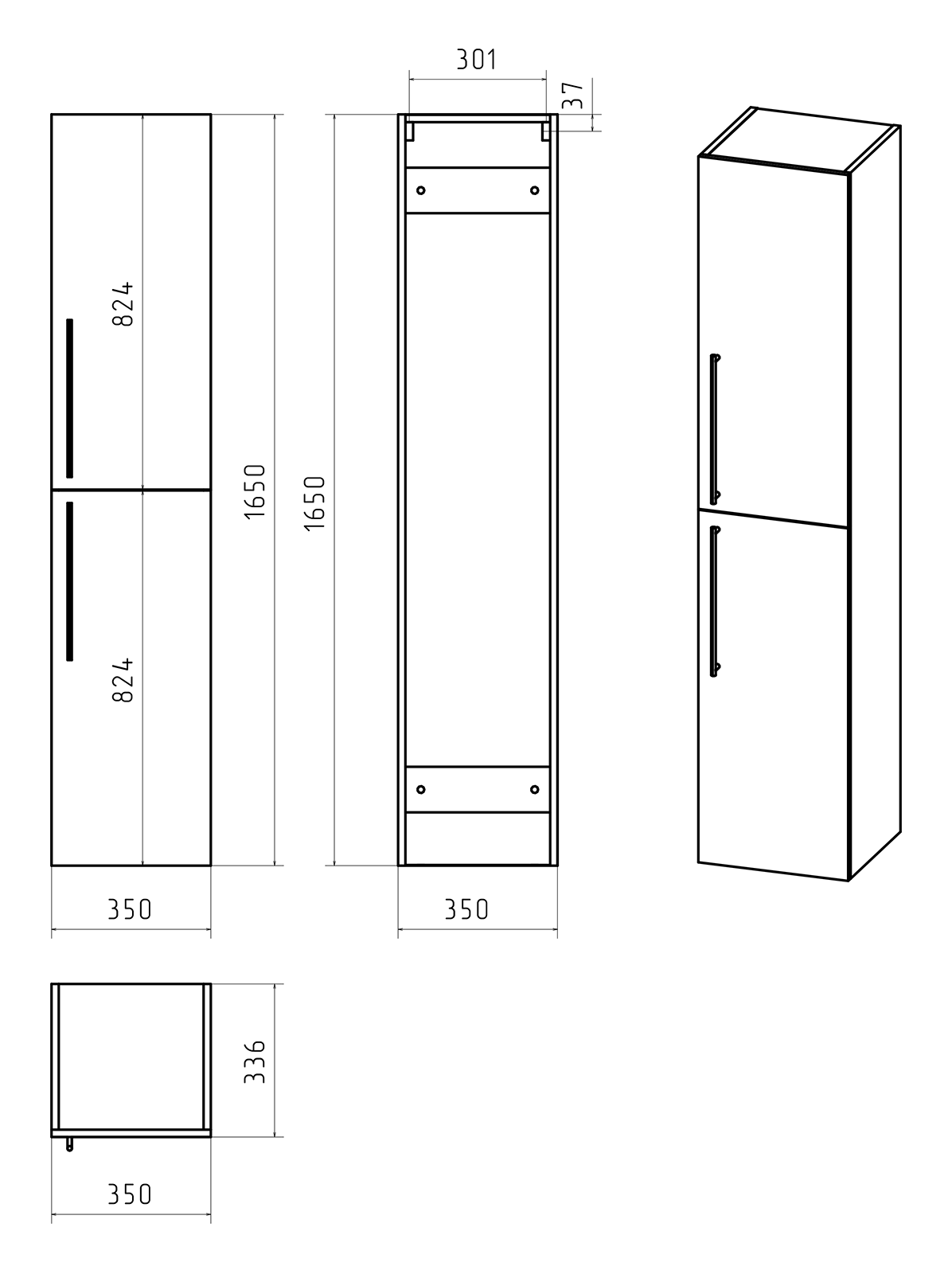 Шкаф - пенал Brevita Rock 35 подвесной правый темно-серый ROCK-05035-50-2П в 100Kran: Широкий выбор и доступные цены.