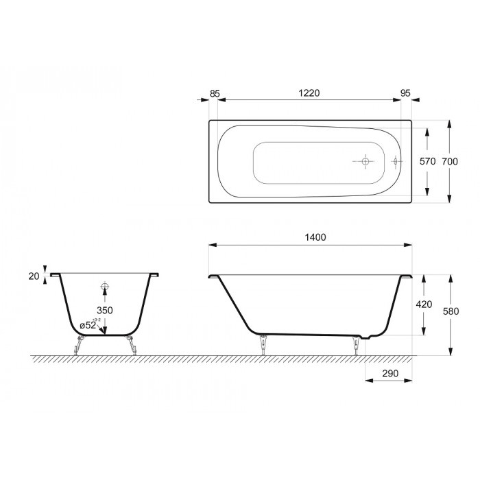 Чугунная ванна Delice Continental 140х70 DLR230619 в 100Kran: Широкий выбор и доступные цены.
