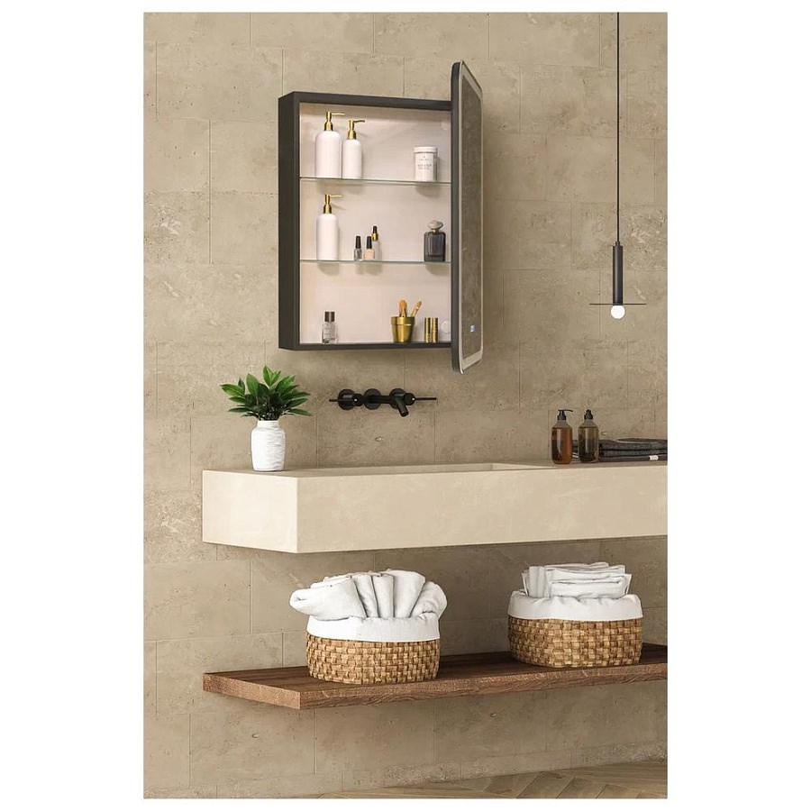 Зеркальный шкаф с подсветкой Silver Mirrors Фиджи-Антрацит 60 х 80 см  - 3.2 LED-00003043 правый часы, ТХ, подогрев, сенсорный выключатель создать уют и комфорт, это просто!