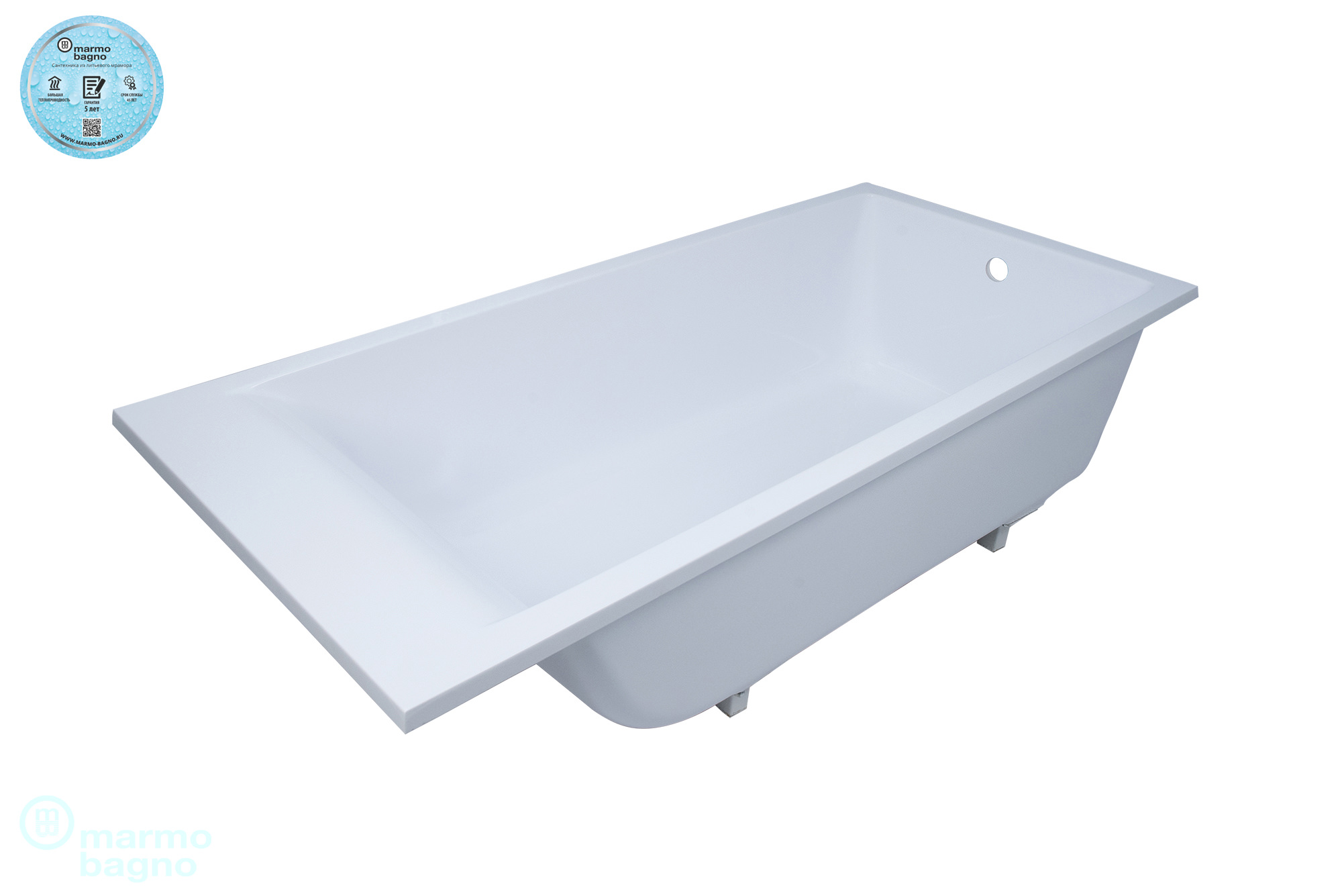 Ванна из литьевого мрамора Marmo Bagno Алесса NEW 160х70  MB-ALN160-70 в 100Kran: Широкий выбор и доступные цены.