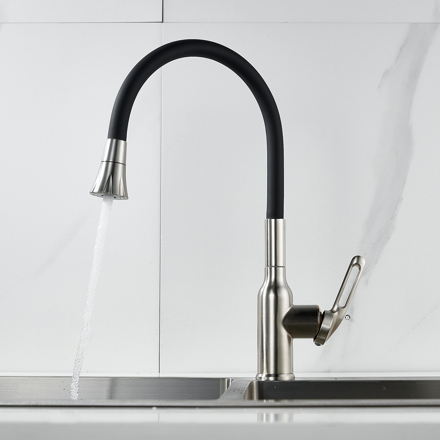 Смеситель для кухни с гибким изливом Raffine F303L-3 сатин в 100Kran: Широкий выбор и доступные цены.