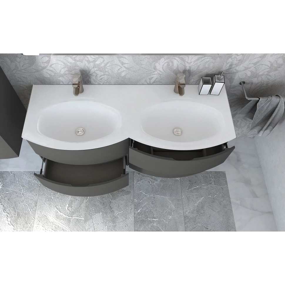 Тумба с раковиной подвесная с двумя выдвижными ящиками VAGUE CEZARES 70 см 54905 Grigio talpa opaco в 100Kran: Широкий выбор и доступные цены.