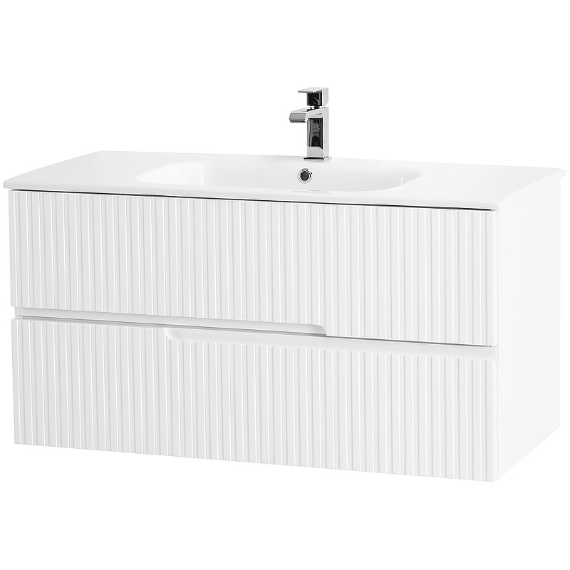 Тумба с раковиной подвесная CEZARES 80 см DUET-800-2C-SO-BL Bianco Lucido в 100Kran: Широкий выбор и доступные цены.