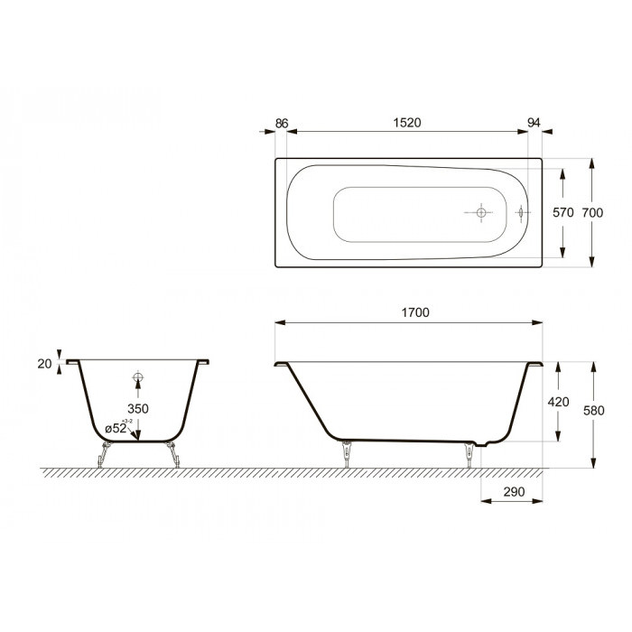 Чугунная ванна Delice Continental 170х70 DLR230613 в 100Kran: Широкий выбор и доступные цены.