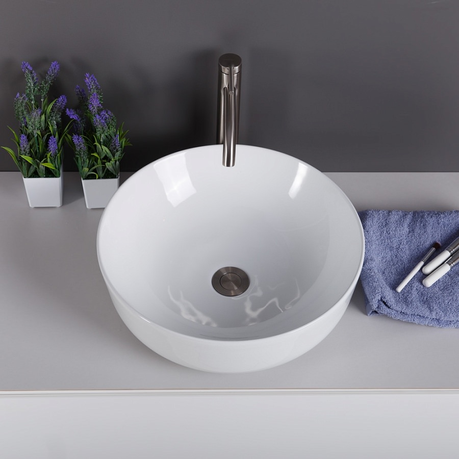 Накладная раковина BelBagno BB1315 41,5  см белая глянцевая в 100Kran: Широкий выбор и доступные цены.
