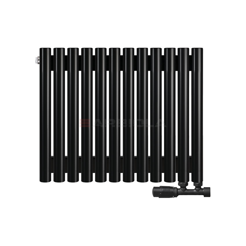Вертикальный радиатор с нижним подключением Arbiola Iris V 96739 59,2 х 50 см черный матовый ral 9005 от интернет-магазина сантехники 100Kran!