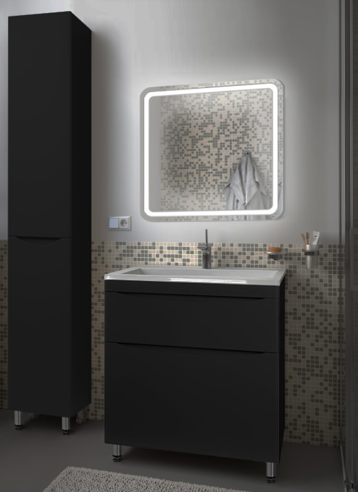 Тумба напольная Style Line Бергамо мини 90 см СС-00002363 антискрейтч черный в 100Kran: Широкий выбор и доступные цены.
