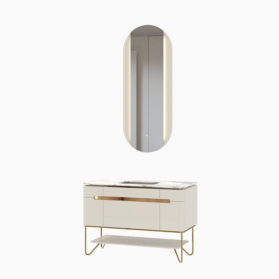Тумба напольная с раковиной Maxonor Pure Life SALON PEARL 120 см PL-MC04-120-GY слоновая кость с матовым золотом в 100Kran: Широкий выбор и доступные цены.