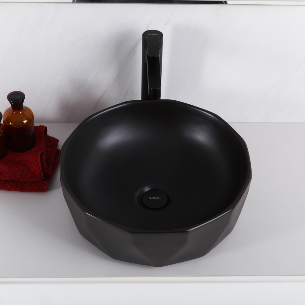 Накладная раковина BelBagno BB1409H301 41  см черная глянцевая в 100Kran: Широкий выбор и доступные цены.