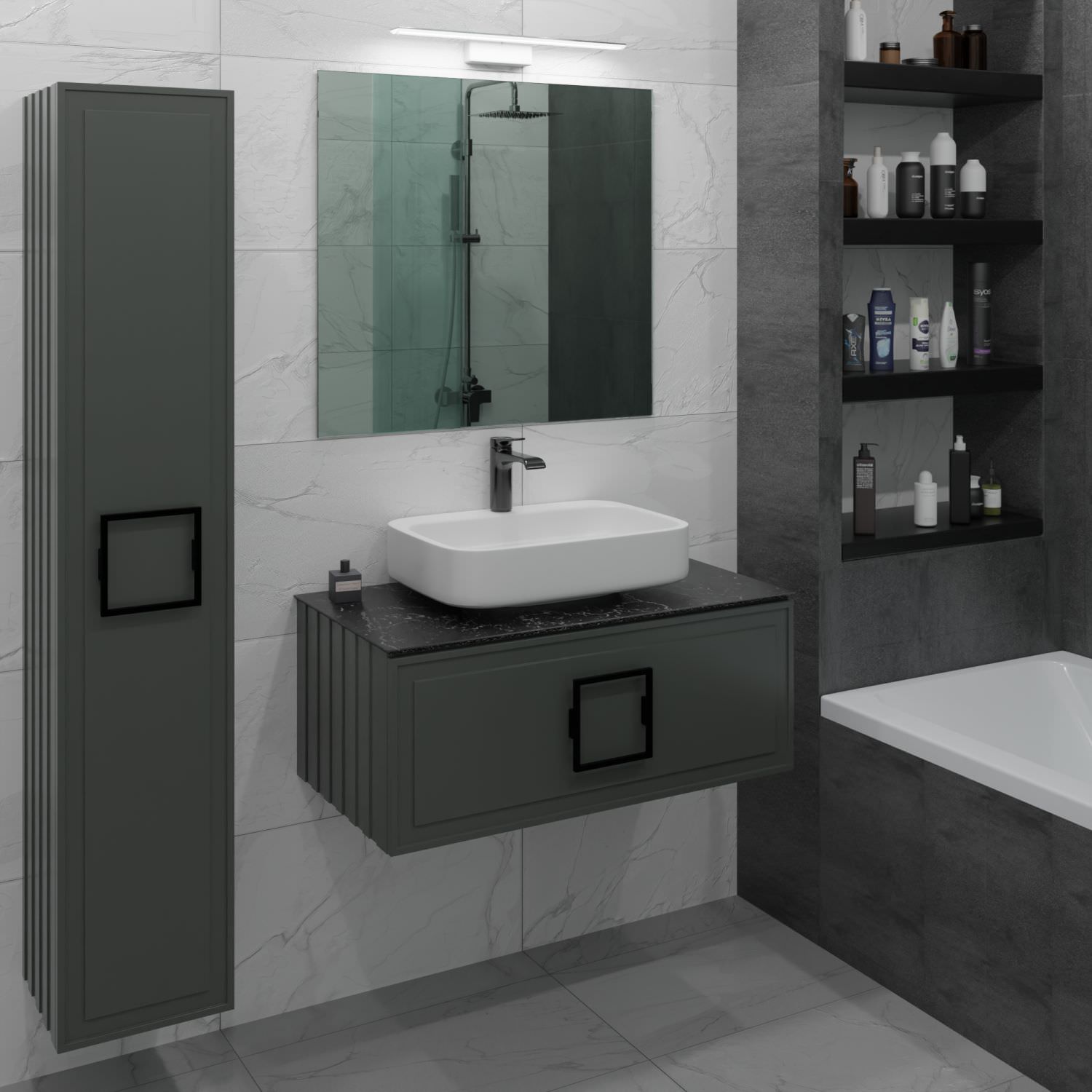 Пенал подвесной LA Fenice Cubo Grigio 30 серо-зелёный в 100Kran: Широкий выбор и доступные цены.