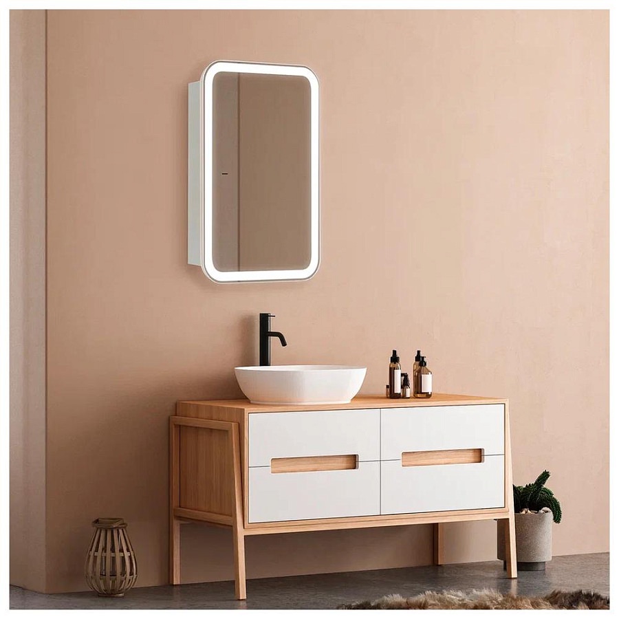 Зеркальный шкаф с подсветкой Silver Mirrors Фиджи Flip 50 ИК 50 х 75 см LED-00002656 бесконтактный сенсор создать уют и комфорт, это просто!