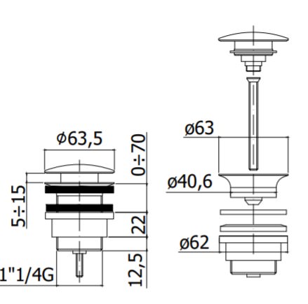 Донный клапан Paffoni ZSCA050ST Сlick-Сlack сталь в 100Kran: Широкий выбор и доступные цены.