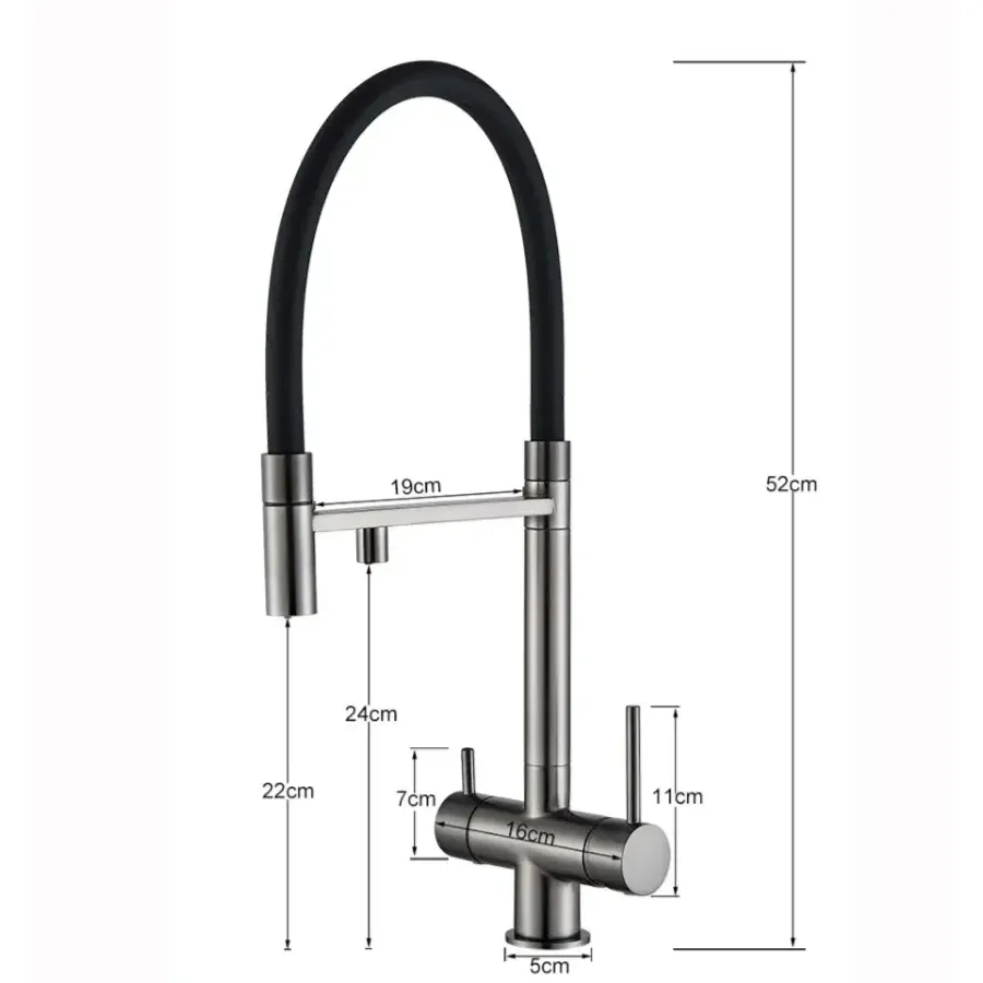 Смеситель для кухни с подключением фильтра FAUCET DREISER RH-7708-QH оружейная сталь в 100Kran: Широкий выбор и доступные цены.