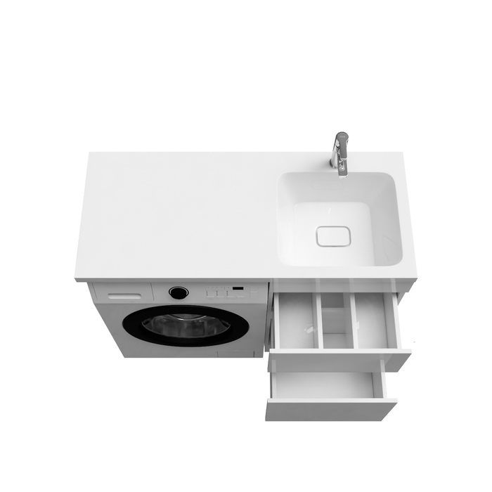 Тумба с раковиной напольная для стиральной машины 110 см правая Optima Home OPH11RBi95K белая в 100Kran: Широкий выбор и доступные цены.