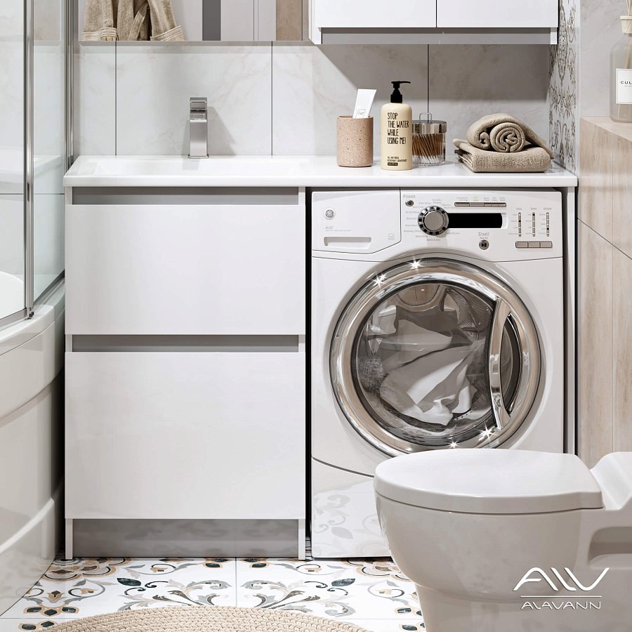 Тумба с раковиной напольная Alavann Soft Silver 120 см ALV0194002 белая в 100Kran: Широкий выбор и доступные цены.