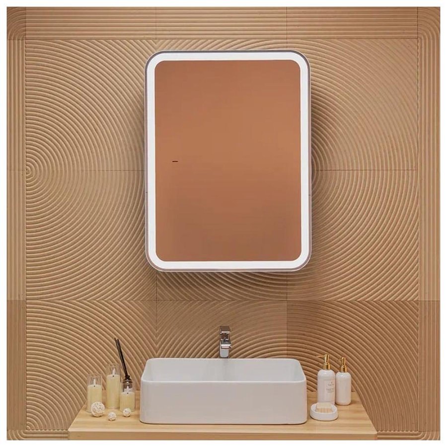 Зеркальный шкаф с подсветкой Silver Mirrors Фиджи-Антрацит Flip 60 х 80 см  LED-00003042 ИК бесконтактный сенсор создать уют и комфорт, это просто!