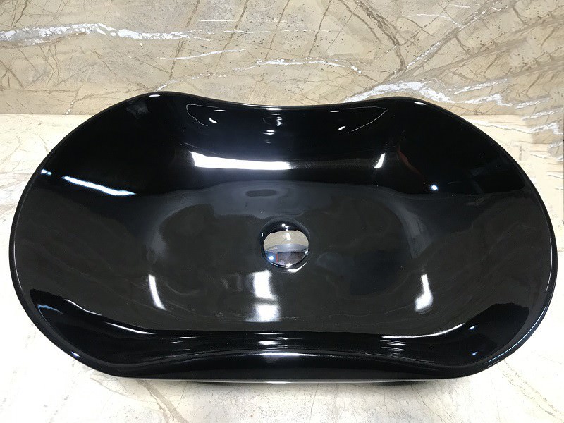 Раковина накладная  CeramaLux 9175AB 66 см черная глянцевая в 100Kran: Широкий выбор и доступные цены.