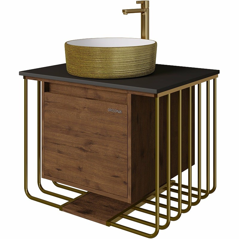 Тумба подвесная Grossman ВИНТАЖ 70 см 107008 с 1-м ящ. веллингтон/металл золото в 100Kran: Широкий выбор и доступные цены.