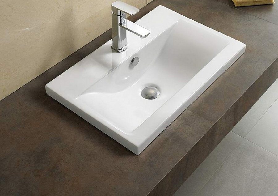 Раковина врезная  CeramaLux 9393-100 102 см белая в 100Kran: Широкий выбор и доступные цены.