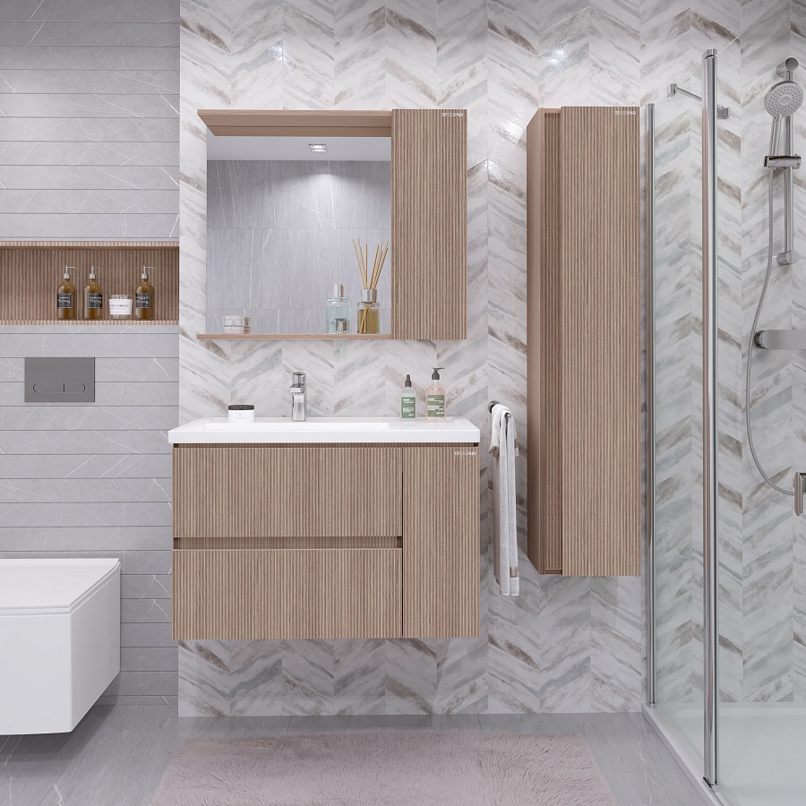 Тумба подвесная Grossman ЮНИТ 80 см 208014 с 2-я ящ. кадена вуд в 100Kran: Широкий выбор и доступные цены.