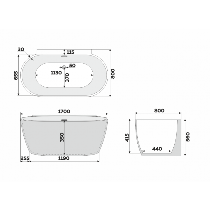 Ванна отдельностоящая акриловая Delice Voyage 170х80 белая матовая DLR440106W в 100Kran: Широкий выбор и доступные цены.